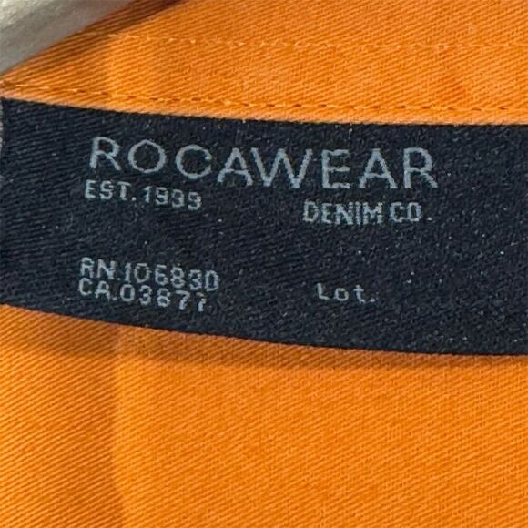 Vintage Rocawear 2XL Orange Utility Shirt Logo Back Y2K Streetwear Hip Hop - Picture 7 of 8